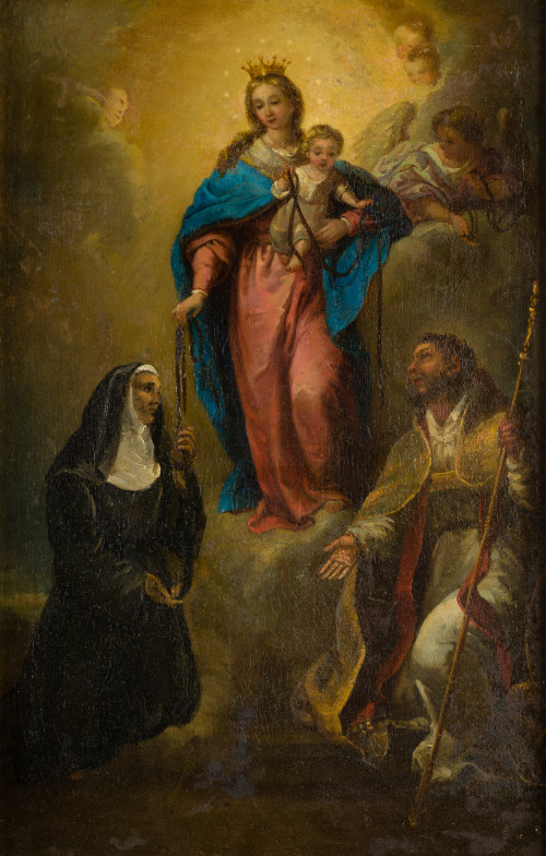 ESCUELA ESPAÑOLA , "Virgen de la Consolación con san Agustí