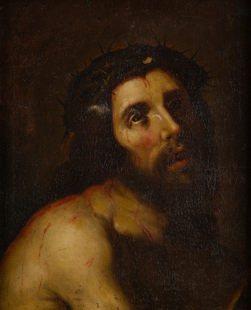 SEGUIDOR DE JOSÉ DE  RIBERA, "Ecce-Homo", Óleo sobre lienzo