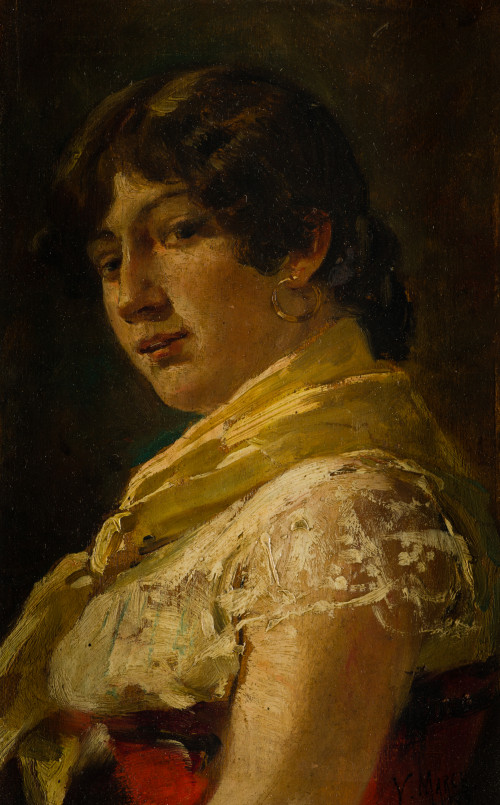 VICENTE  MARCH MARCO, "Retrato de dama", Óleo sobre tabla