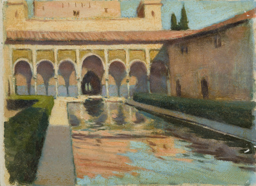ESCUELA ESPAÑOLA, "Patio de los Arrayanes de la Alhambra", 