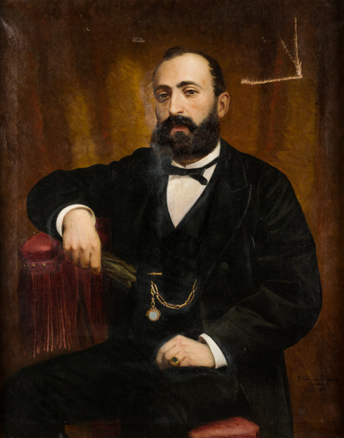 JULIO CEBRIÁN MEZQUITA, "Retrato de caballero", 1887, Óleo