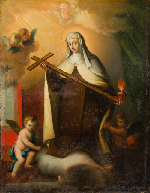ESCUELA ESPAÑOLA, "Santa María Magdalena de Pazzi", Óleo so