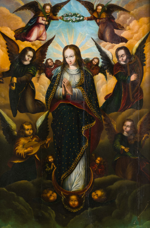ESCUELA FLAMENCA , "Asunción de la Virgen", Óleo sobre tabl