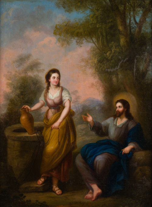 ESCUELA SEVILLANA, E. SEV. XIX "Cristo y la Samaritana" O/L