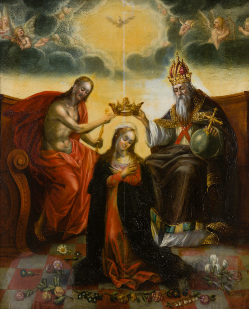 ANÓNIMO, E.ALEM. ¿XIX? "Coronación de la Virgen" O/T