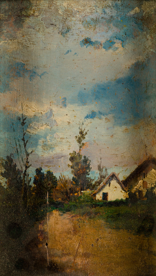 ADOLFO FERRER AMBLAR, "Paisaje valenciano con barracas", Ól