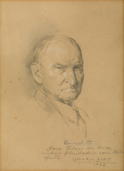 ISMAEL BLAT MONZÓ, "Retrato de caballero", 1948, Grafito y 