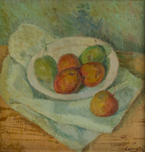 FRANCISCO CARREÑO PRIETO, "Bodegón de manzanas", 1930, Óleo