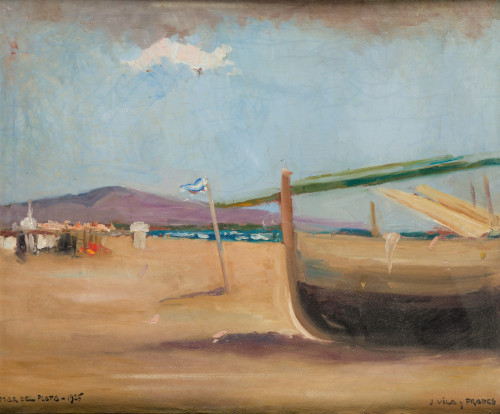 JULIO  VILA Y PRADES, "Mar del Plata", 1925, Óleo sobre lie