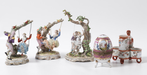 Caja de colección en forma de huevo, de porcelana esmaltada