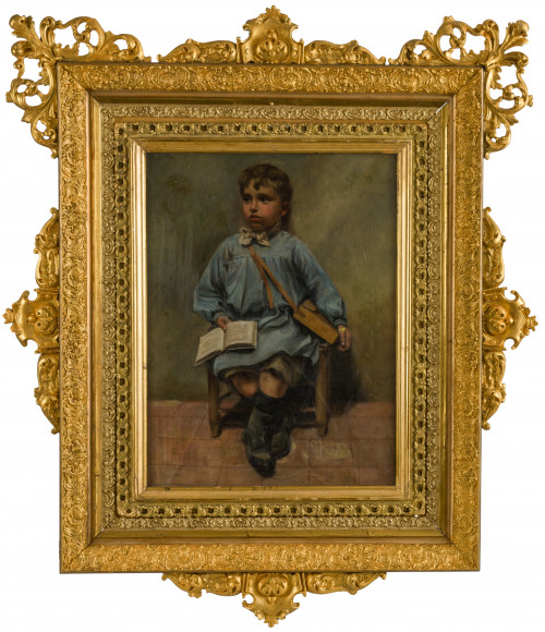 "Retrato de niño sentado"