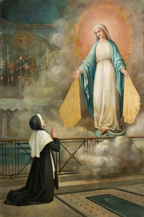 ESCUELA FRANCESA, "Aparición de Cristo a santa Catalina Lab