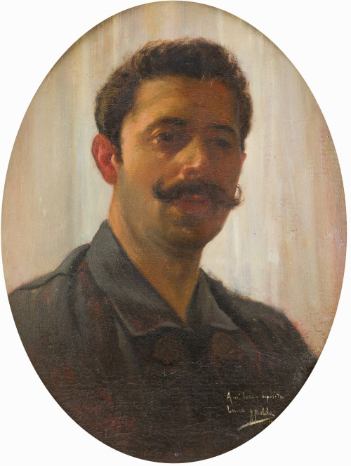 JUAN BELDA MORALES, "Retrato de caballero", Óleo sobre cart