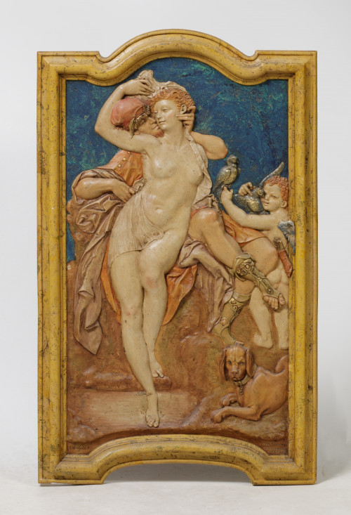 "Venus y Adonis". Relieve en resina S.XX