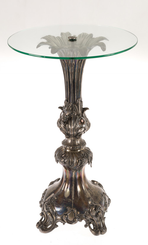 Centro en bronce metal plateado