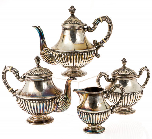 Juego de té plata 4 piezas gallones