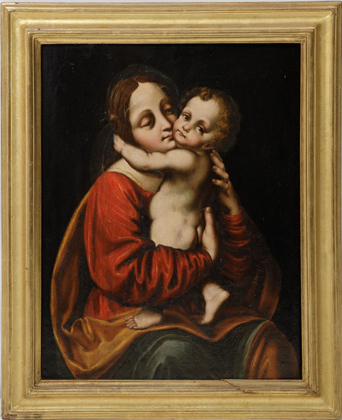 MARCO D&#39;OGGIONO  (c. 1470 - c. 1549), "Virgen con el Niño",