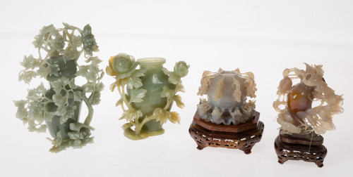 Dos figuras de jade tallado, China, S.XX