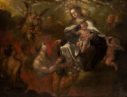 ESCUELA ESPAÑOLA S. XVII, "Virgen del Carmen y las Almas de