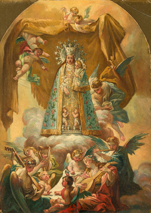 "Virgen de los Desamparados con ángeles músicos"