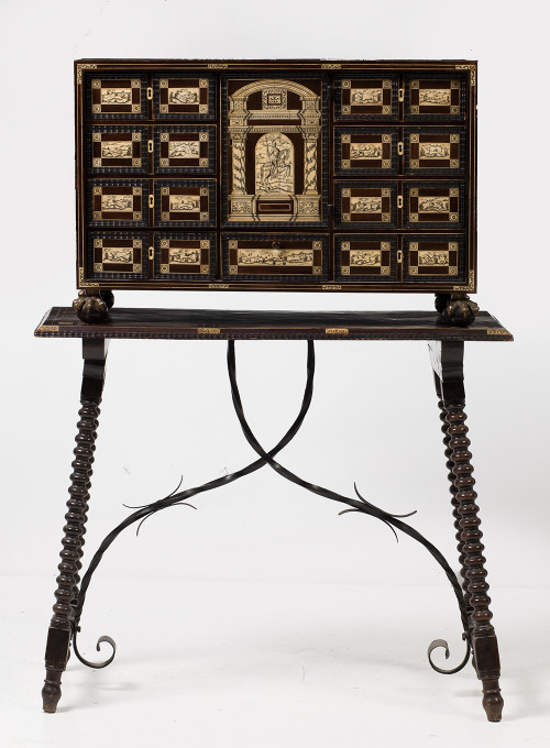 Papelera con mesa, placas de hueso