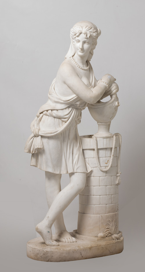 ANÓNIMO, "Rebeca en el pozo", Escultura en mármol blanco.