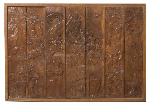 Panel decorativo madera, China, S. XX