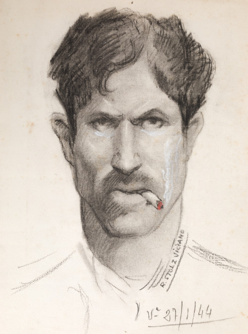 RAMON STOLZ VICIANO, "Retrato de hombre fumando", 1944, Gra
