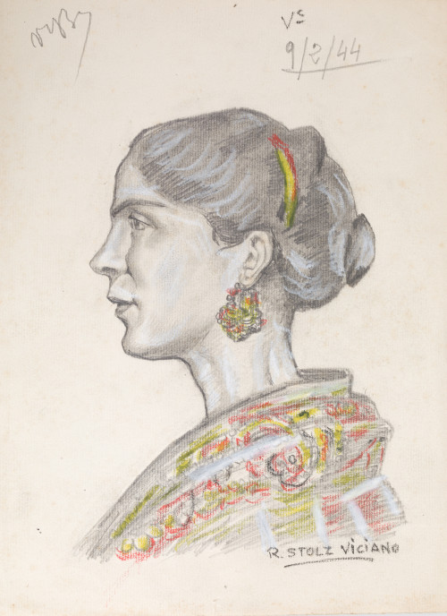 RAMON STOLZ VICIANO, "Retrato de mujer vestida de valencian