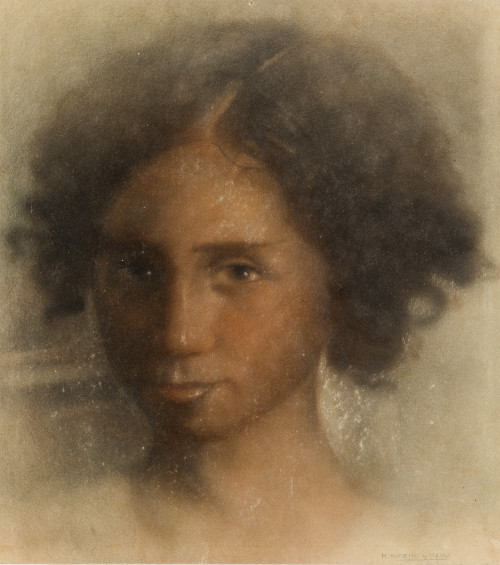 MANUEL MORENO GIMENO , "Retrato de muchacha", Pastel.