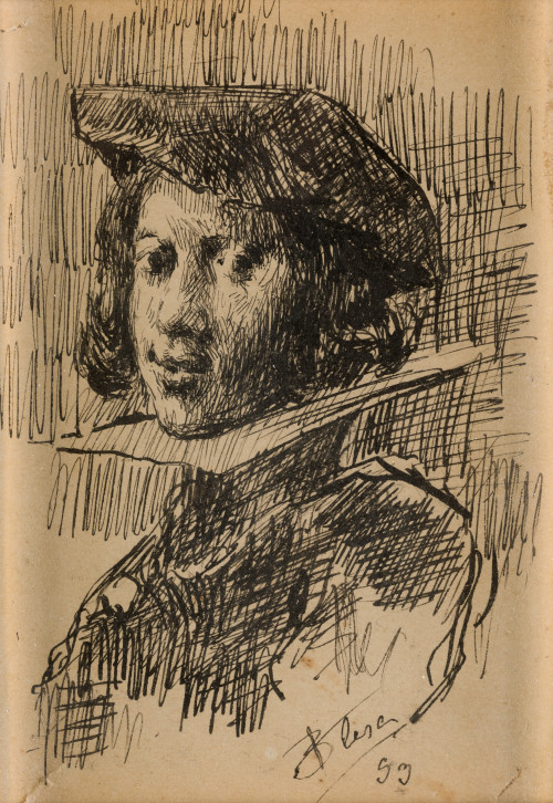 LUIS BLESA Y PRATS, "Caballero con golilla", 1893, Plumilla