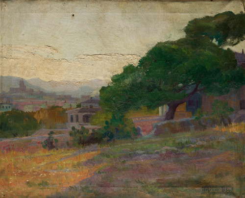 "Paisaje con pueblo y campo", 1917