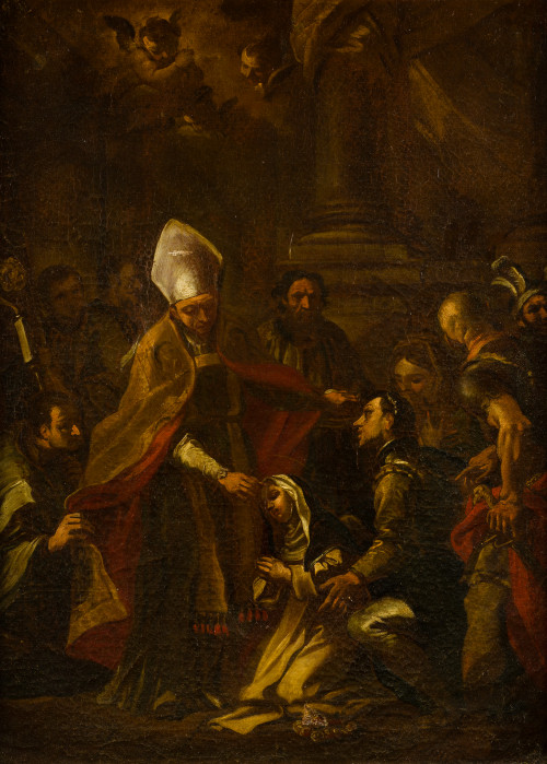 ESCUELA ITALIANA XVII-XVIII, "Bendición de una santa domini
