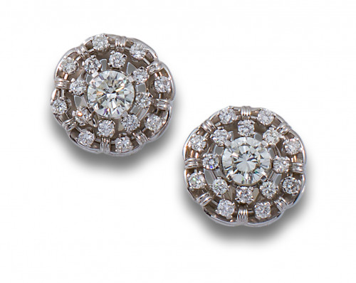 PENDIENTES FLOR ORO DIAMANTES 