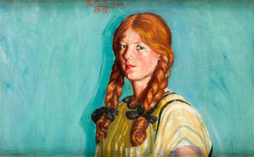 BENJAMÍN PALENCIA, "Retrato de niña con trenzas", 1916, Óle
