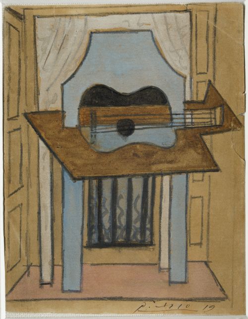 PABLO RUIZ PICASSO, "Natura mort á la guitare", 1919, Gouac