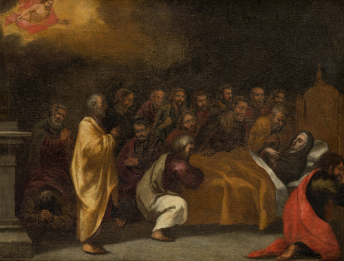 ESCUELA SEVILLANA  S. XVII, "Tránsito de la Virgen", Óleo s