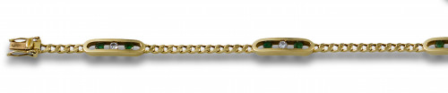 PULSERA BRILLANTES, ESMERALDAS Y ORO AMARILLO
