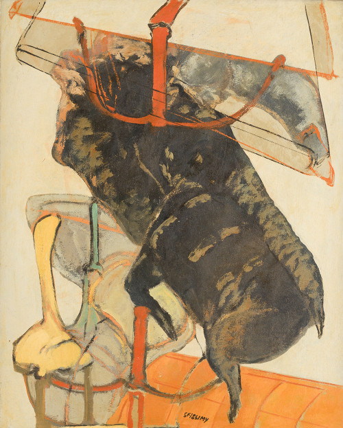 MIGUEL YBÁÑEZ, "Descabello", 1986, Óleo sobre lienzo encola