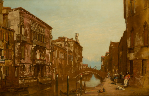 CALVERT RICHARD JONES, "Vista de Venecia", 1871, Óleo sobre