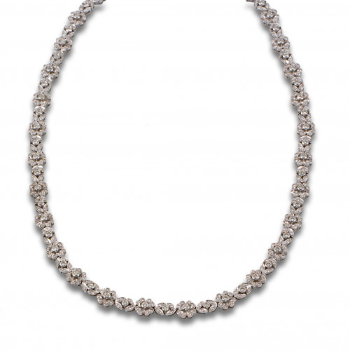 GARGANTILLA Y PULSERA FLORES DE BRILLANTES Y ORO BLANCO