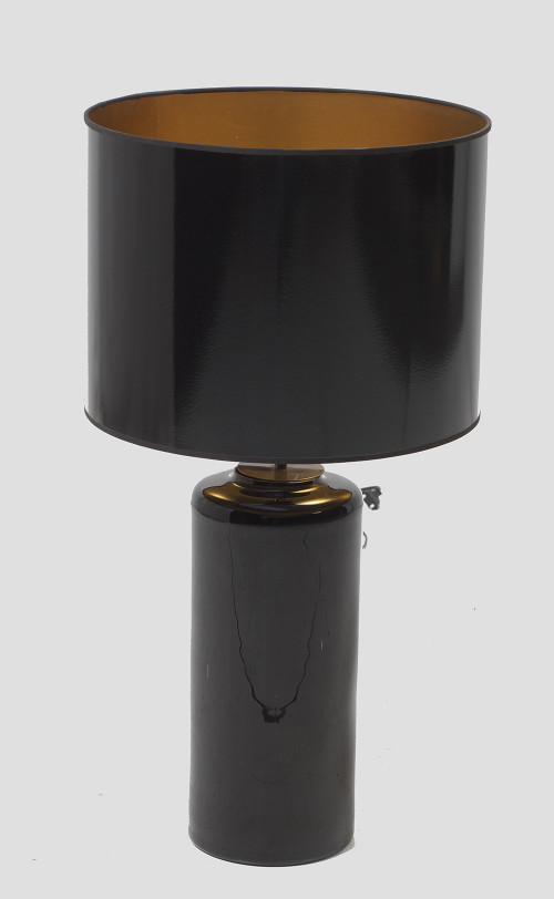 Lámpara de sobremesa en cerámica vidriada en negro, años 90