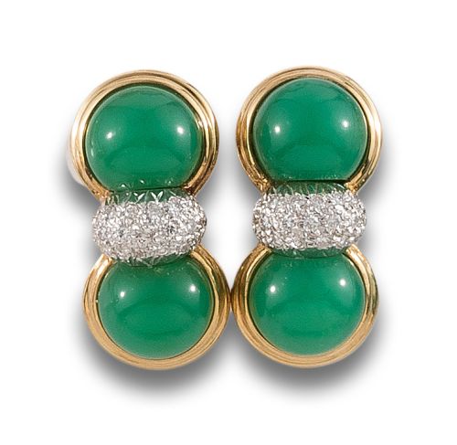 PENDIENTES DE CRISOPRASA Y DIAMANTES