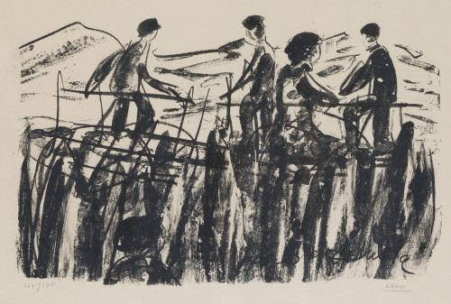 ANTONIO LAGO RIVERA, "Campesinos" , Litografía sobre papel