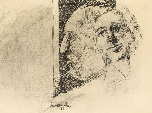 LUIS DELACÁMARA, "Rostros", 1963, Tintas sobre papel