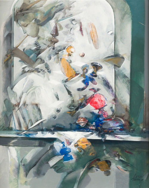 DANIEL MERINO, "Flautista", Técnica mixta sobre táblex