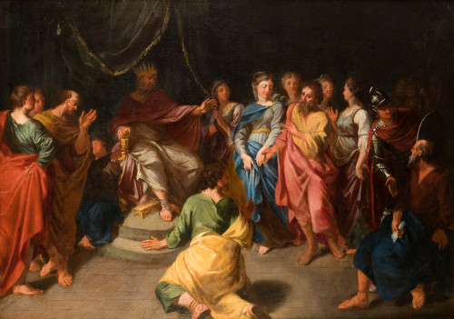 ESCUELA ITALIANA XVII-XVIII, "Esther ante Asuero"