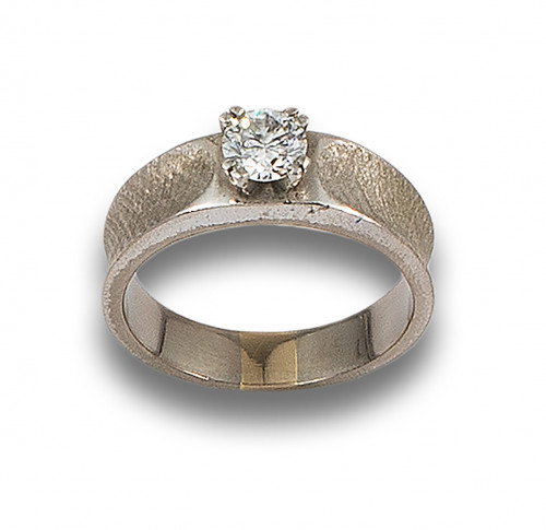 SOLITARIO DE CABALLERO DE ORO BLANCO Y BRILLANTE