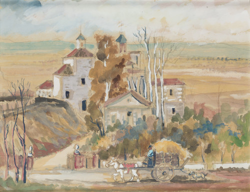 AGUSTÍN HERNÁNDEZ SANZ, "El Cristo de Rivas", Gouache y gra