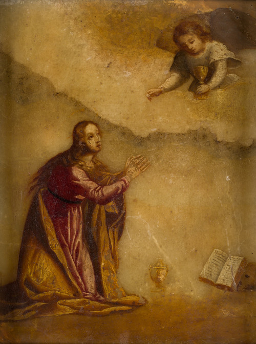  ESCUELA ITALIANA S. XVII, "Santa María Magdalena", Óleo so
